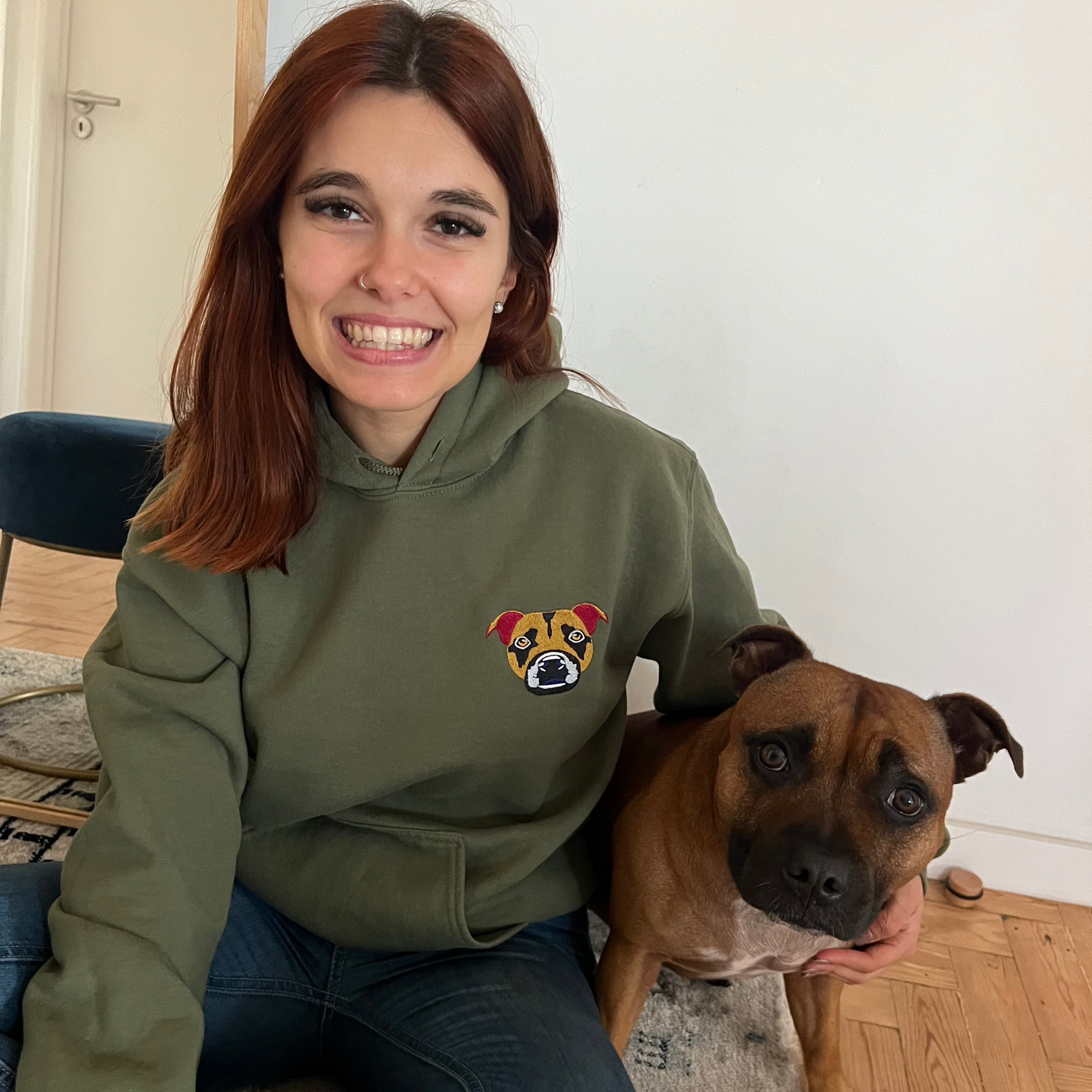 Embroidered Hoodie with Pet Portrait