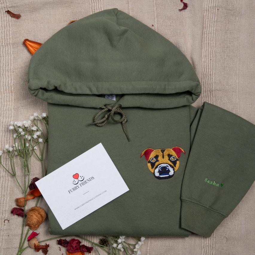 Embroidered Hoodie with Pet Portrait